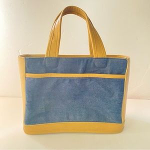 Denim w/Faux Leather Tote Bag 💙